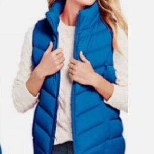 NWT Lands' End bright blue down vest sz M